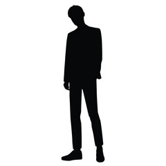 Vector silhouette of a man standing, businessman, black color, isolated on a white background