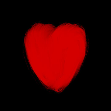 Love symbol red heart illustration abstract shape on black background
