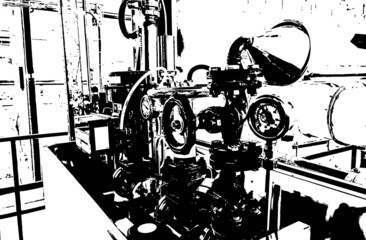 Black and white illustration - a variety of shut-off valves, valves for pipelines on a white background