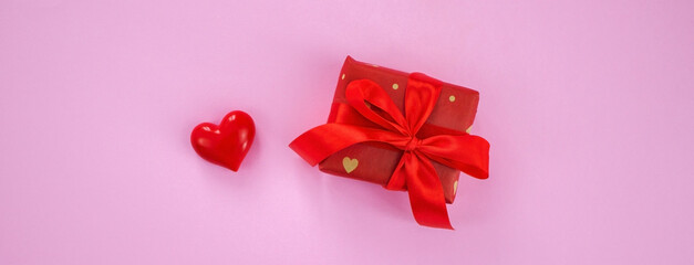 valentine's day concept on pink background. Love, gifts.