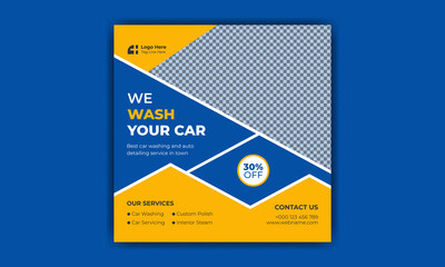 Car wash social media post or car cleaning social media banner square template