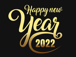 2022 Happy New Year in golden design, Holiday greeting card design