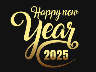2025 Happy New Year in golden design, Holiday greeting card design