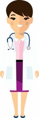 Flat medical illustration with physician in medical clothes with stethoscope.  Vector Illustration of a Doctor with stethoscope.
