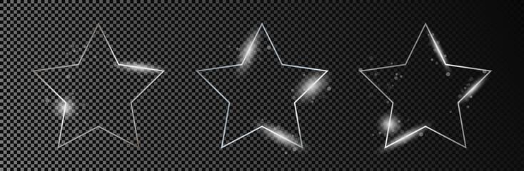Silver glowing star shape frame