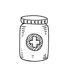 Pill bottle sketch illustration