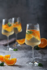 Glasses with traditional Hungarian drink spritz - mix of wine and mineral water	