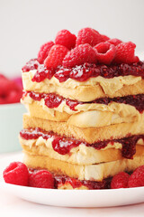 Sandwiches with peanut butter and raspberry jam