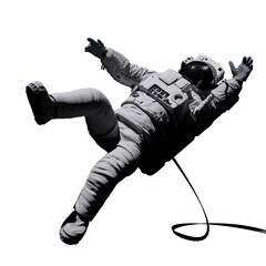 astronaut in distress, space with damaged helmet isolated on white background © dottedyeti