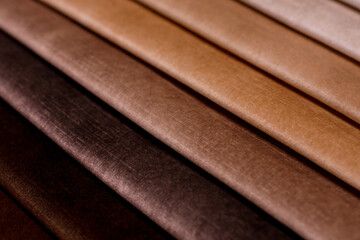 Samples of furniture fabrics.Multicolor fabric texture background.Velours.