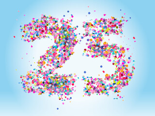 colorful confetti number 25 twenty five years multi colored