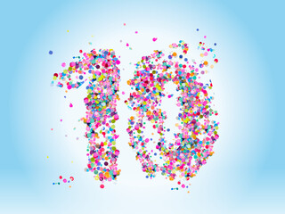 colorful confetti number 10 ten years