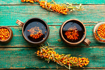 Tea with sea buckthorn berries