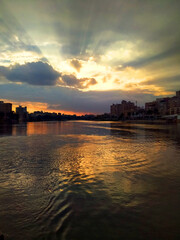 Fototapeta na wymiar sunset on the banks of the Nile