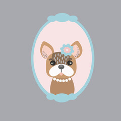Kawaii cute bulldog cartoon flat vector element art design.