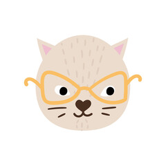 Hand drawn cat. Animals face with nice elements