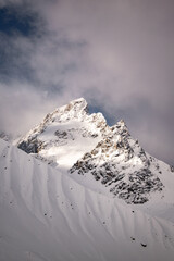 Snow covered mountains in winter