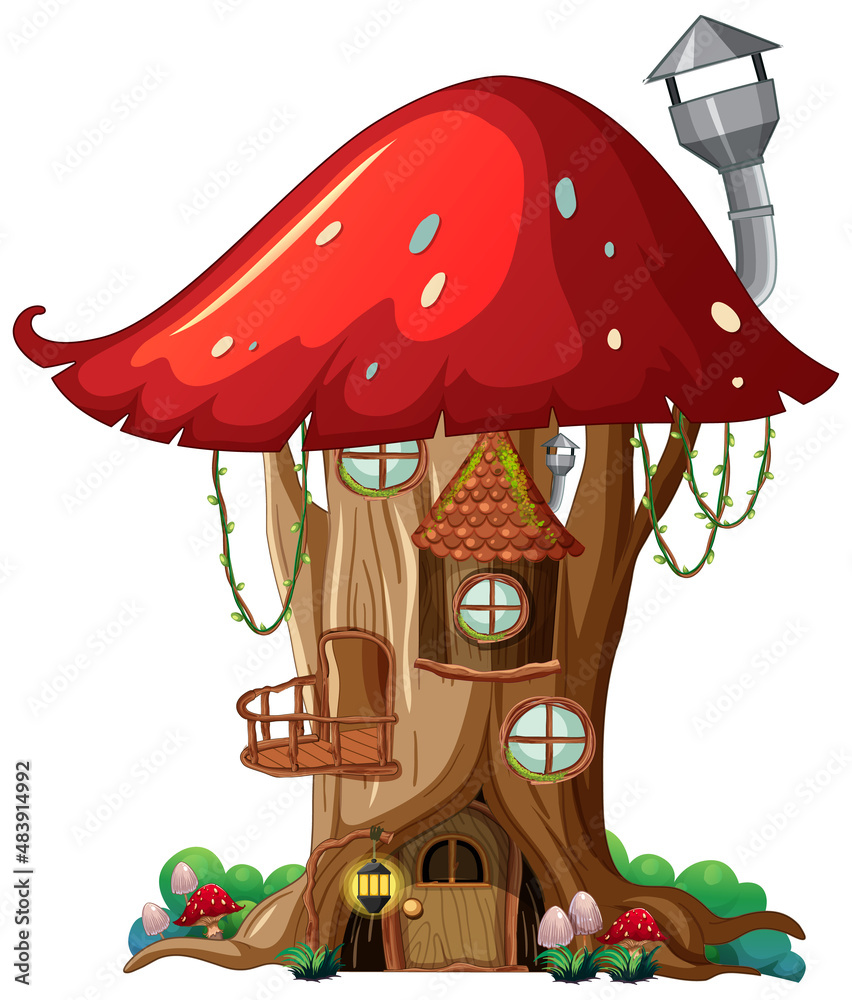 Wall mural Isolated fantasy mushroom house