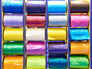 Colored plastic films in rolls