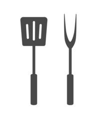 Barbeque Spatula and Fork isolated on white background. BBQ Concept. Barbecue Grill Icon. Vector illustrations