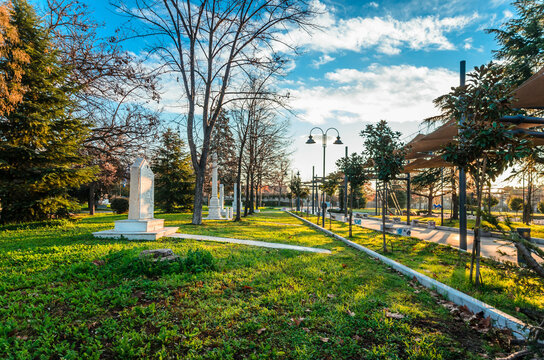 Beautiful park next to the orthodox church of Saint Achilleus  in Larissa, the biggest city of Thessaly.