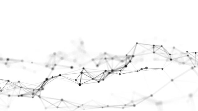 Dynamic wave with connected dots and lines on a white background. Digital wave background concept. Abstract technology background. Big data visualization. 3D rendering.