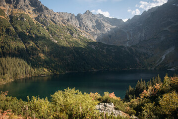 Naklejka na ściany i meble Morskie Oko lake (Eye of the Sea) at Tatra mountains in Poland.