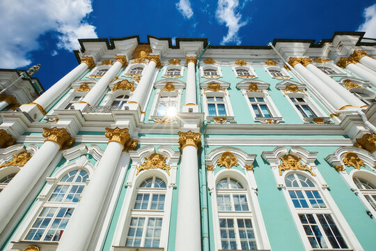 St. Petersburg, Russia - May 27, 2021: Facade of the Winter Palace or the Hermitage.