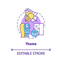 Theme concept icon. Escape room component abstract idea thin line illustration. Themed environments. Fantasy-based topic. Isolated outline drawing. Editable stroke. Arial, Myriad Pro-Bold fonts used