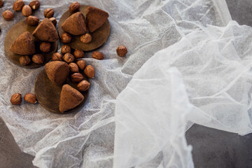 chocolate truffle with hazelnuts