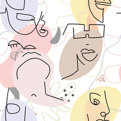 Face line pattern Abstract drawing seamless print