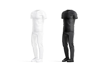 Blank black and white sport uniform mock up, side view