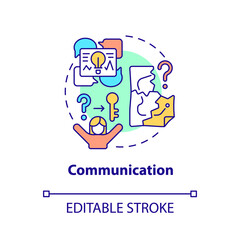 Communication concept icon. Escape room action plan abstract idea thin line illustration. Team relationships. Isolated outline drawing. Editable stroke. Arial, Myriad Pro-Bold fonts used