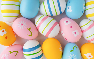 Fototapeta na wymiar Happy Easter concept. Colorful Easter eggs background