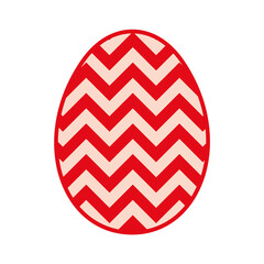 Easter Egg with Zig Zag red print pattern