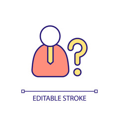 Unknown person RGB color icon. Anonymous user. Secret profile. Mysterious man. Hidden identity. Isolated vector illustration. Simple filled line drawing. Editable stroke. Arial font used