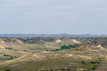 A beautiful overlooking view of nature in Theodore Roosevelt NP, North Dakota