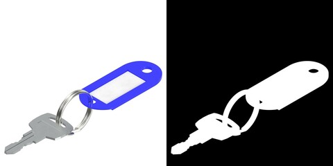 3D rendering illustration of a plastic key tag