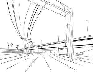 The industrial road sketch design. Hand drawn vector illustration