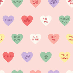 Sweet candy heart. Valentine's day background. Seamless pattern. Vector