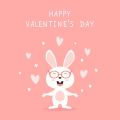 Bunny with Hearts Happy Valentines Day