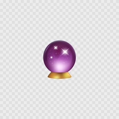 Magic Ball. Isolater realistic 3D icon. Crystal magic circle. Predict future. Vector