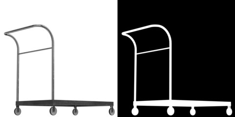 3D rendering illustration of a platform trolley cart