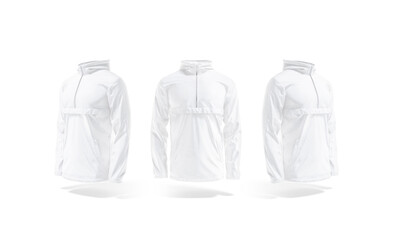 Blank white windbreaker mockup, front and side view
