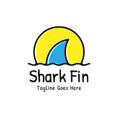 shark fin cartoon style logo design