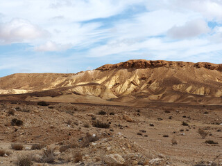 Sandy mountains of the Negev desert in Israel