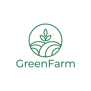 green farm line logo design