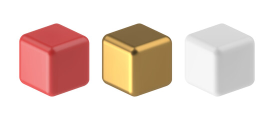 Realistic square cubes with soft corners collection 3d template vector illustration