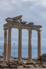 Fototapeta premium Temple of Apollo at the ancient city of Side in Antalya region on the Mediterranean coast of Turkey.