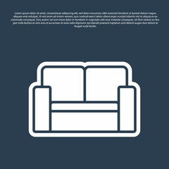 Blue line Cinema chair icon isolated on blue background. Vector